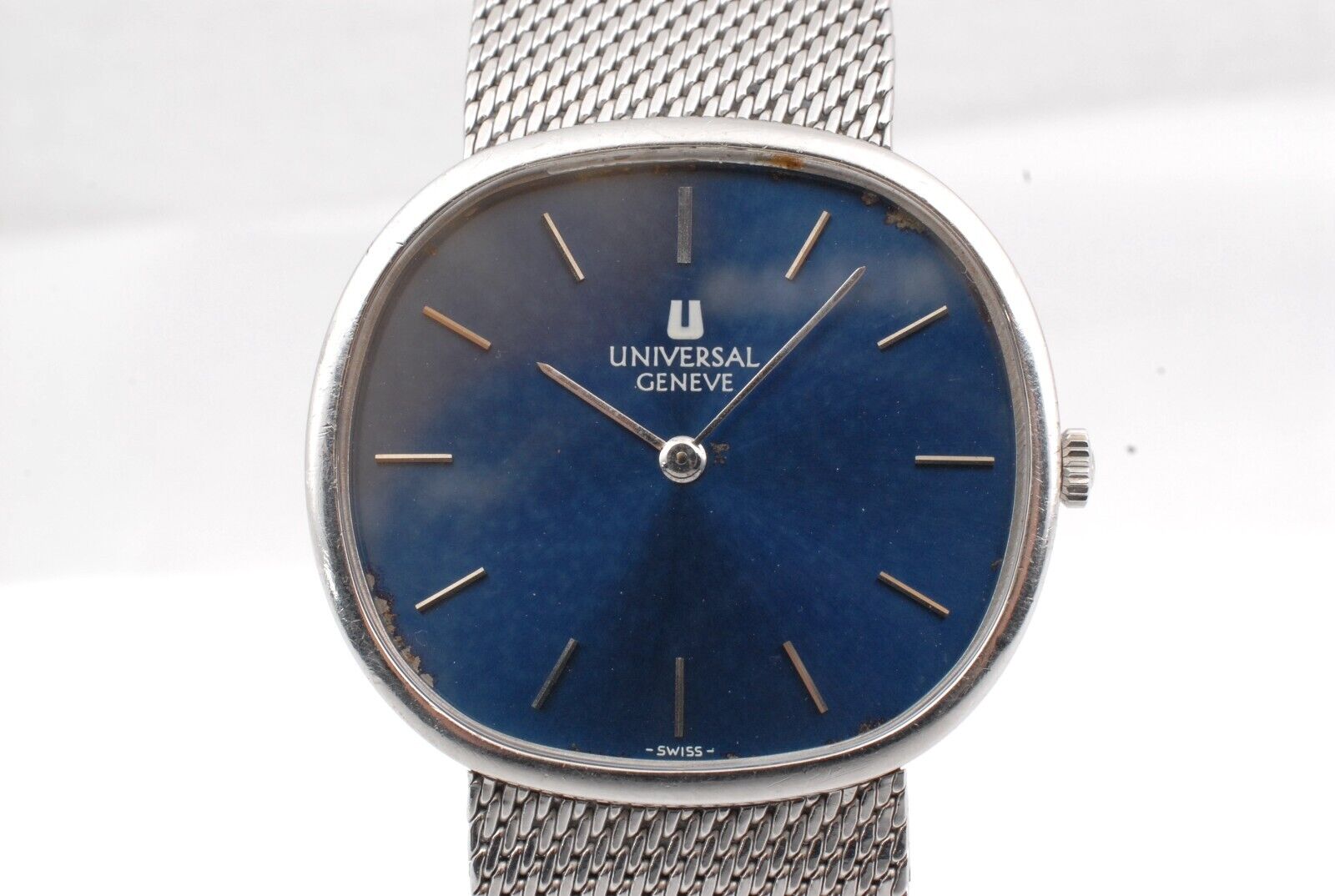 Rare UNIVERSAL GENEVE 842125 Manual Blue Dial Vintage 1-42