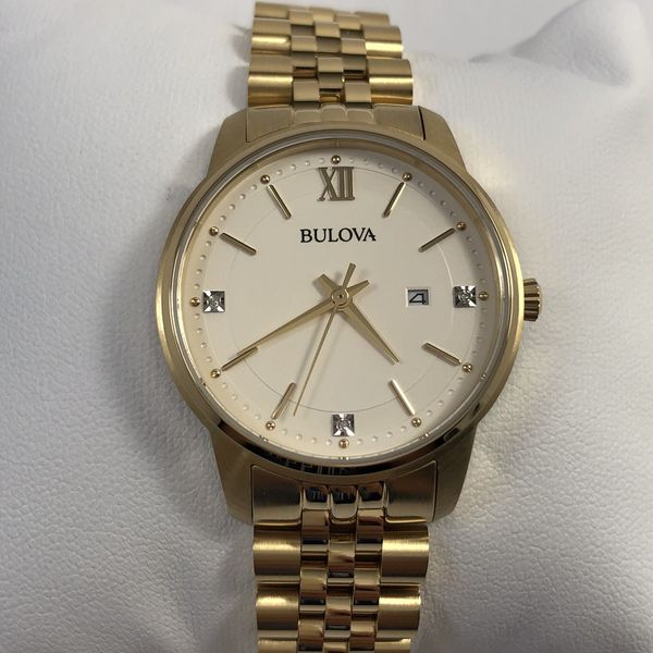 Bulova Classic Quartz Diamond Gold Tone Stainless Steel Ladies Watch ...