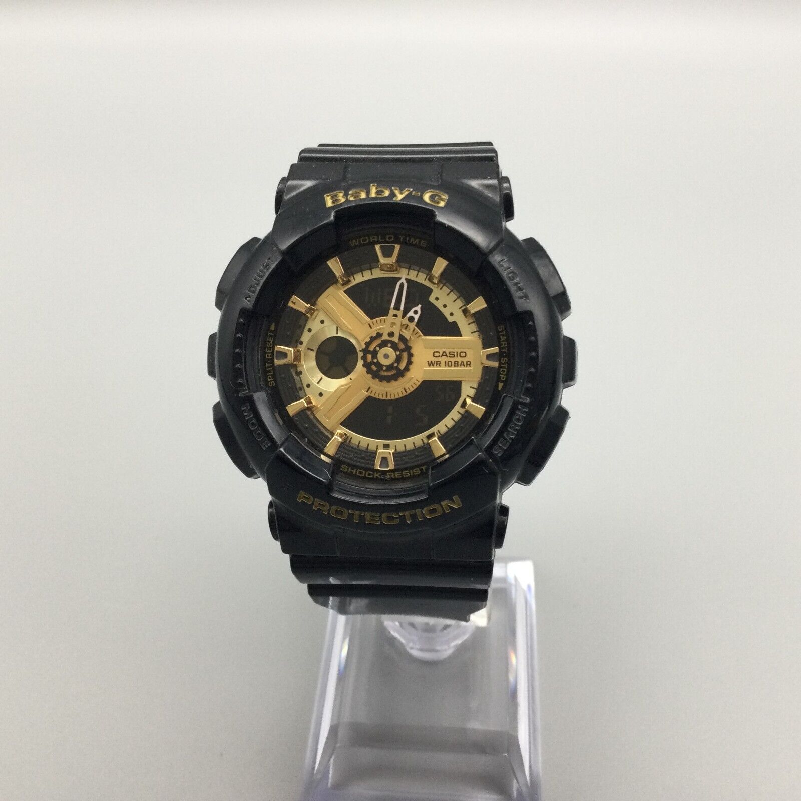Casio Baby G Watch Men Black Gold Tone Round Dial 5338 BA