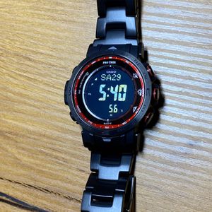 Casio Pro Trek PRW3000 Men's Watch 3414 Black Resin Digital Triple