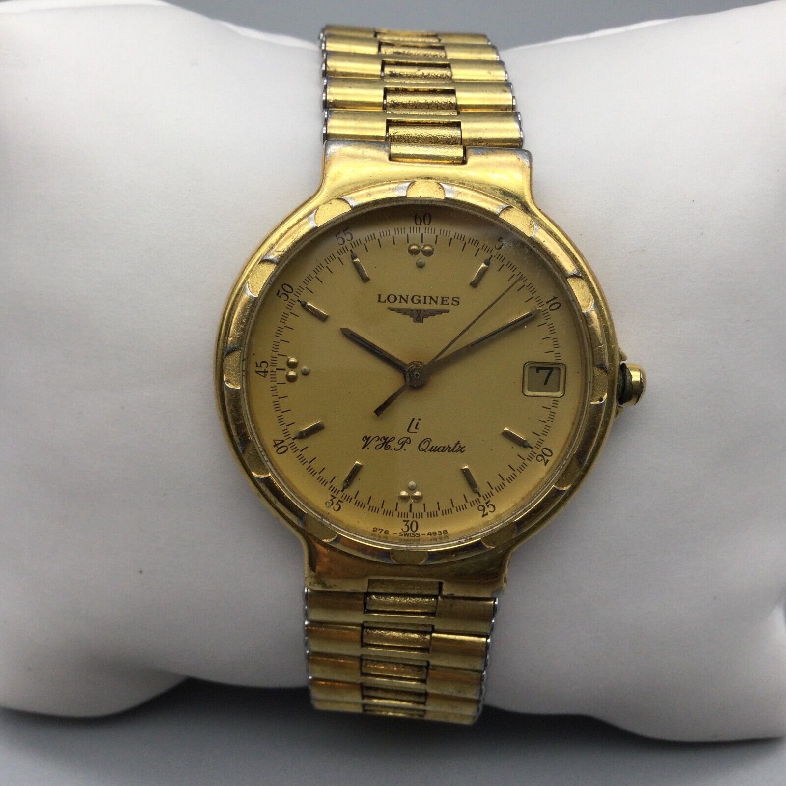 Vintage Longines Conquest Li VHP Watch Men Gold Tone Date