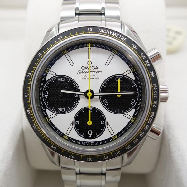 FSOT NOS Omega Speedmaster Racing Co-Axial Chrono Panda White/Yellow ...