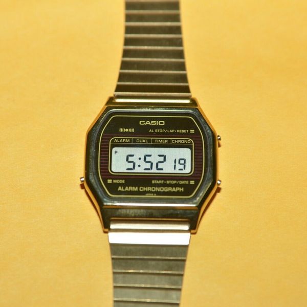 Vintage 80's Casio Alarm Chronograph SA-53G Gold Tone Watch ...