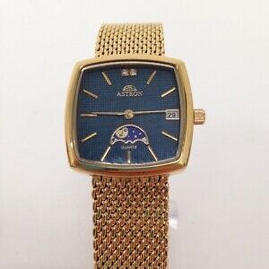 Unisex Adults Wristwatch Astron Moon Phase Gold Tone Strap Square Face WatchCharts Marketplace