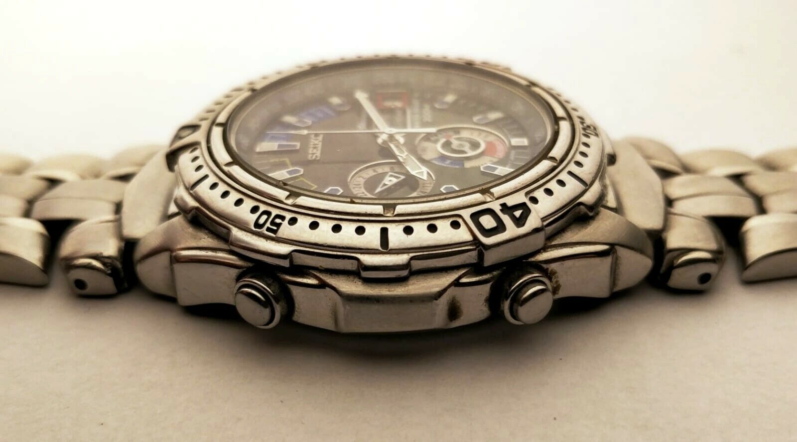 SEIKO 6M23 6000 AUTO CALENDAR Chrono Alarm Dual Time Men s Watch