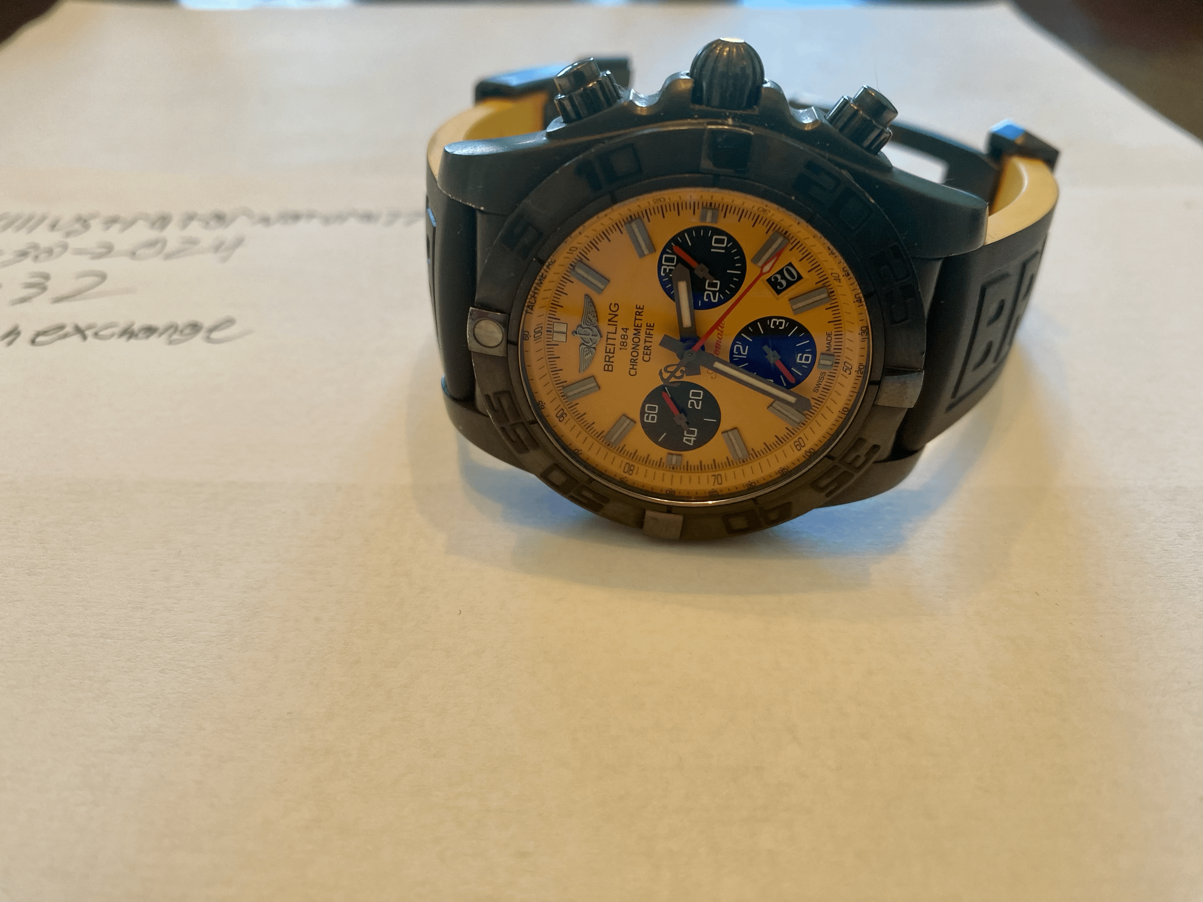 breitling chronomat yellow dial