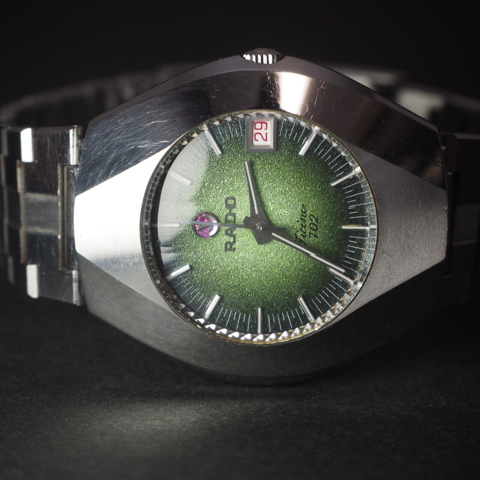 Rado Ticino 702 Watch Men 36mm Round Vintage Automatic Green