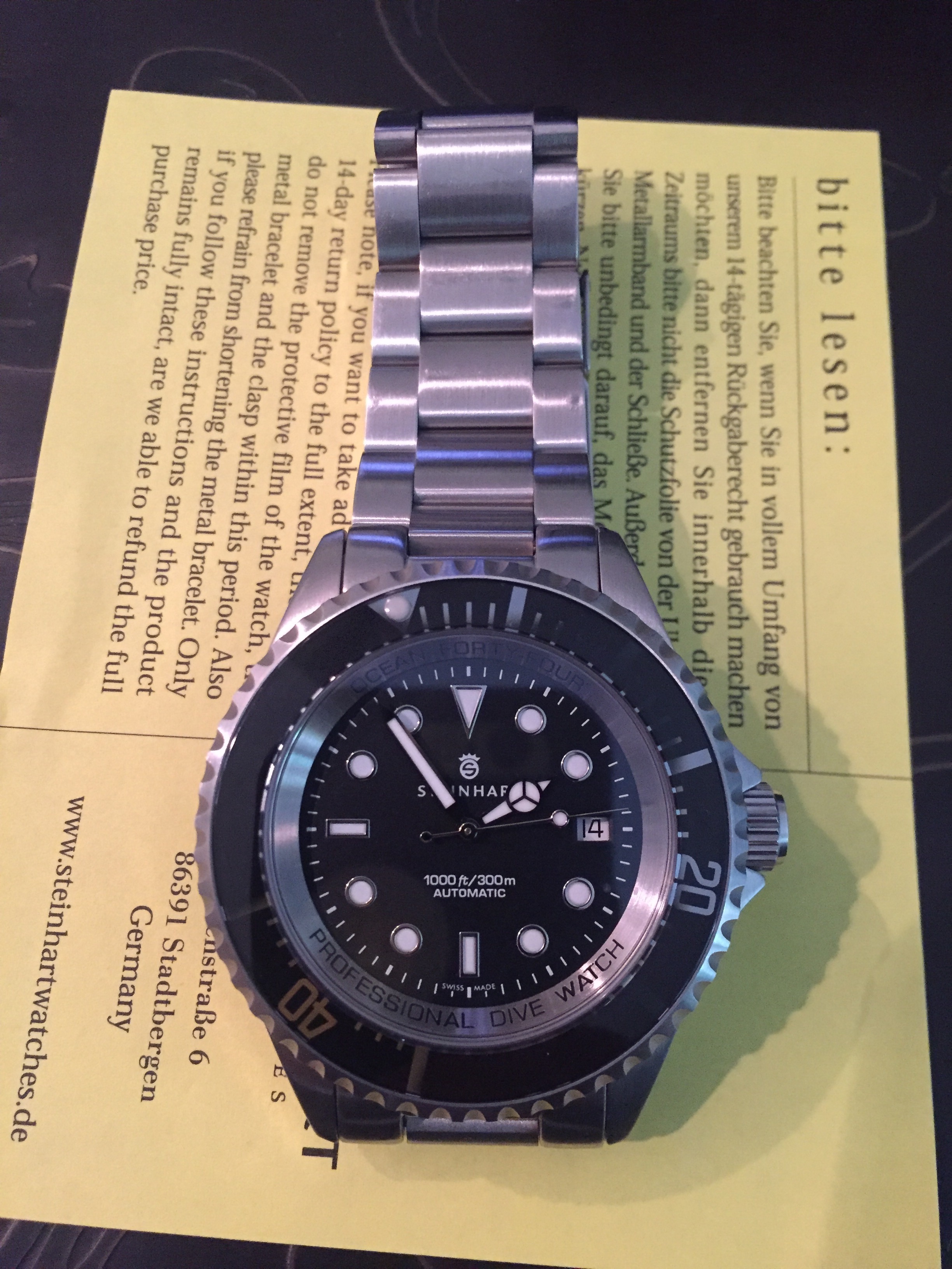 Montre Automatique Steinhart Ocean Black 44 - Boîtier Et Bracelet Acier - Occasion
