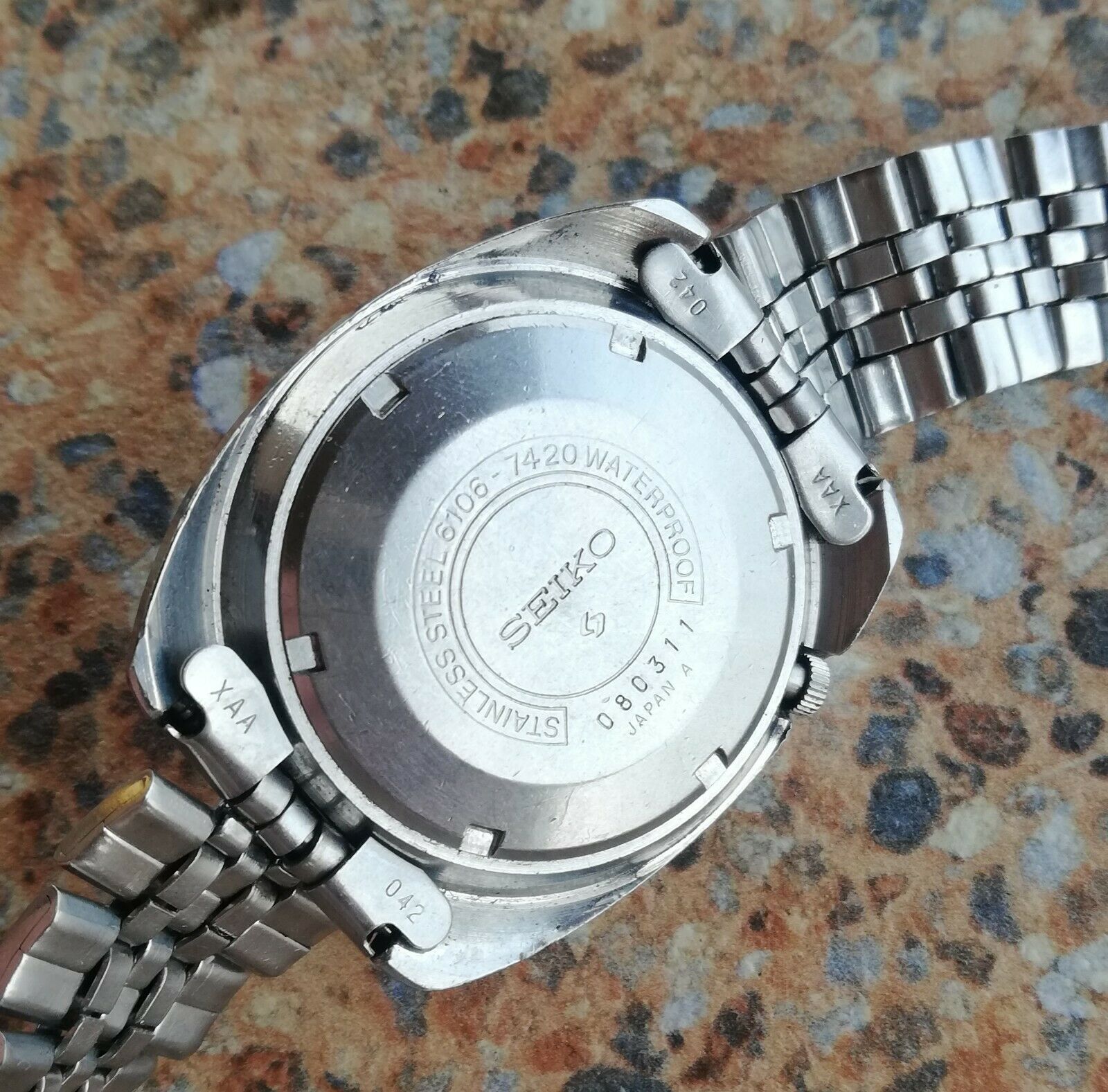 Vintage Seiko 5 Actus SS 23 Jewels Auto 6106 7420 Kanji Day
