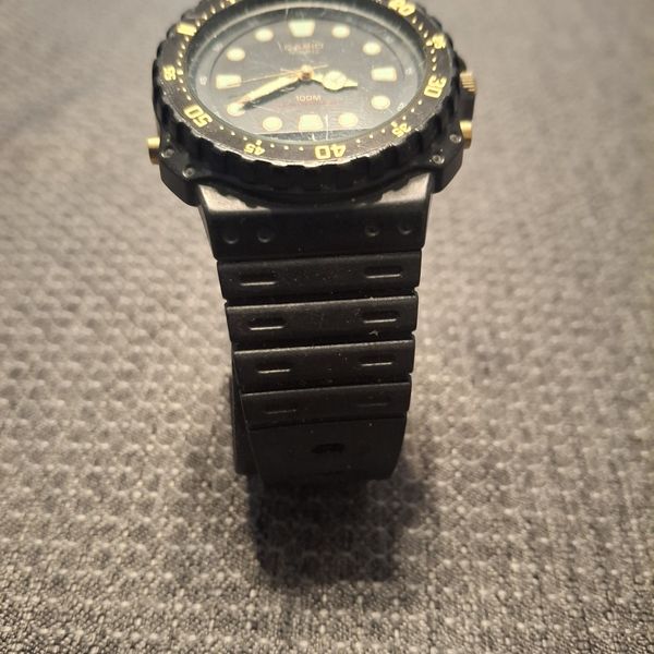 RARE! Casio AQ-100W (358) Japan M Men's Black Diver's Watch ...