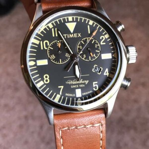Timex X Waterbury Red Wing Todd Snyder Leather Chronograph Watch 42mm TW2P84300 WatchCharts