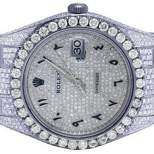 Herren Rolex Datejust Ii 41mm Edelstahl Voll Vereist Diamant Uhr 19 75 Ct Watchcharts