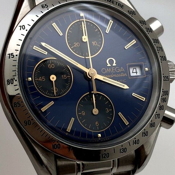 1993 OMEGA Speedmaster RARE BLUE DIAL 3511.80.00 Automatic Chronograph ...