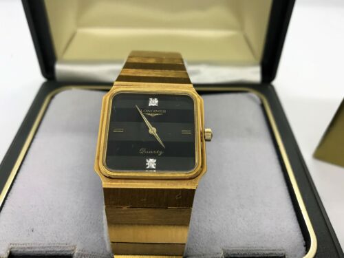 Rare 1980 s NOS Longines Gold Tone Diamond Dynasty Mineron Crystal