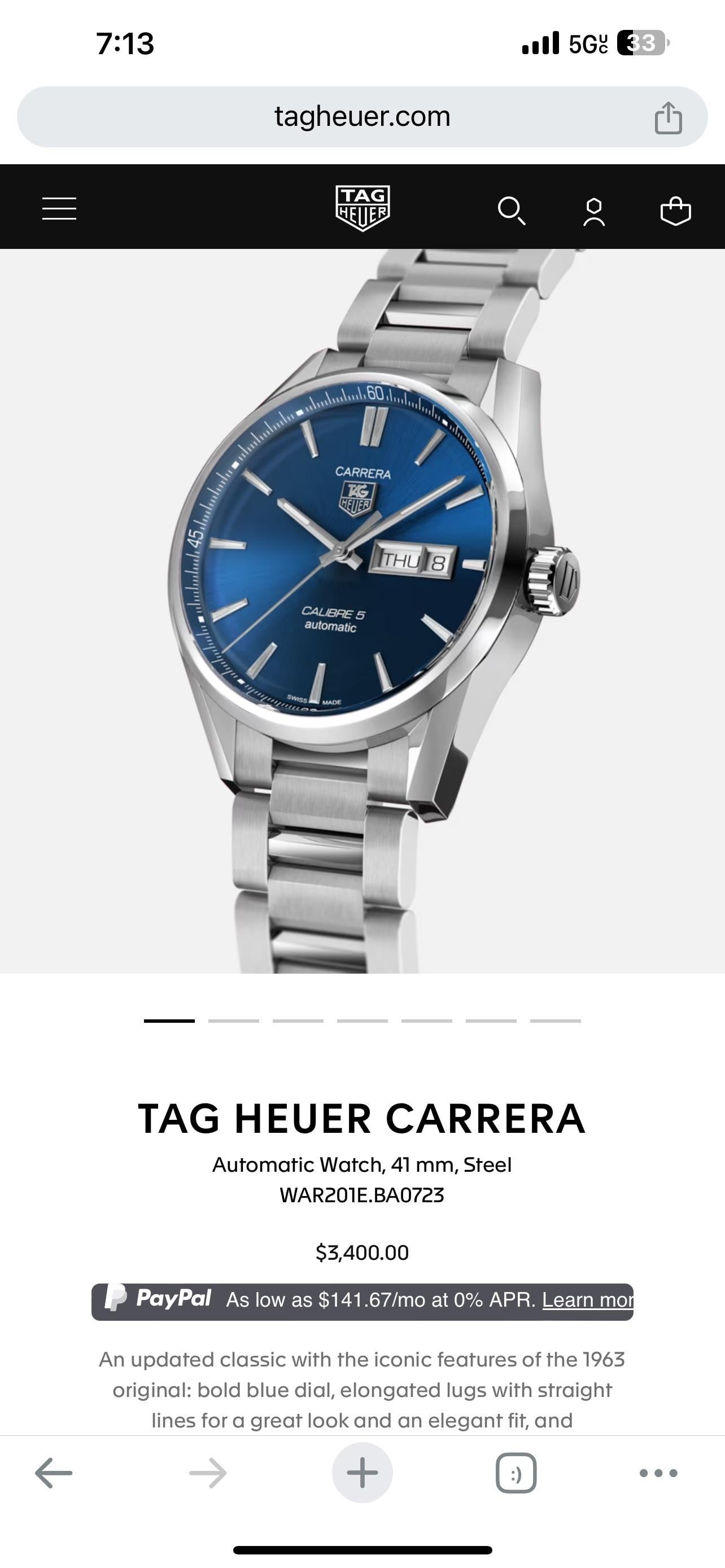 WTS TAG HEUER CARRERA Automatic Watch 41 mm WAR201E.BA0723