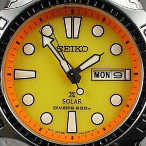 Exc+5] SEIKO V158-0AE0 SNE109 Solar Orange Air Diver's 200m Mens