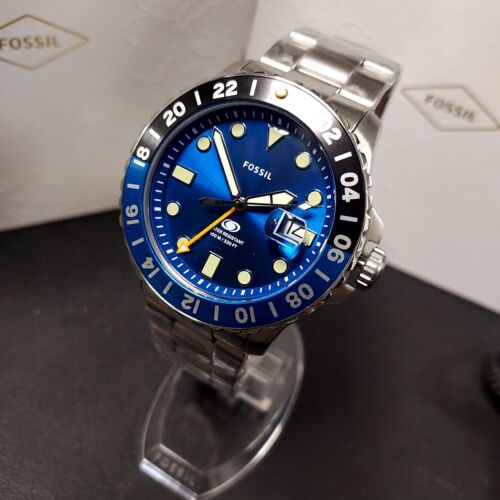 Fossil Blue GMT Silver Stainless Steel Watch FS5991 | WatchCharts