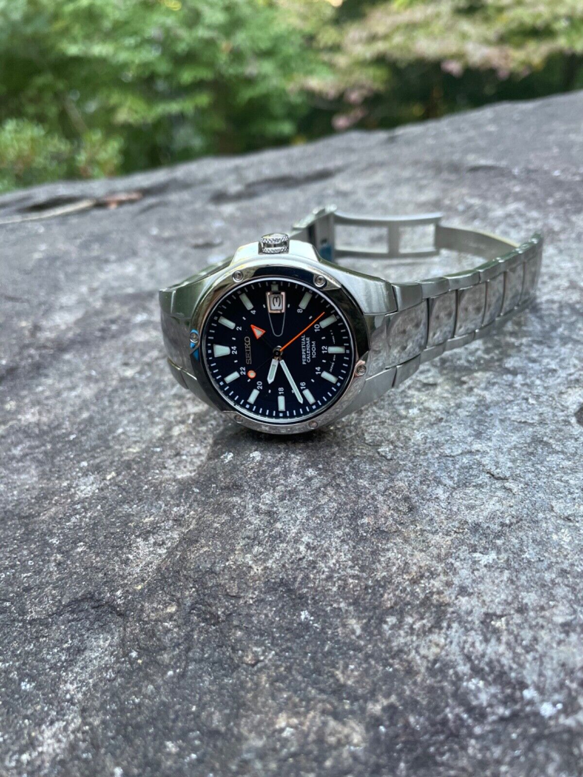SEIKO SPORTURA GMT PERPETUAL CALENDAR! 100m 8F56-0090 SLT047P1