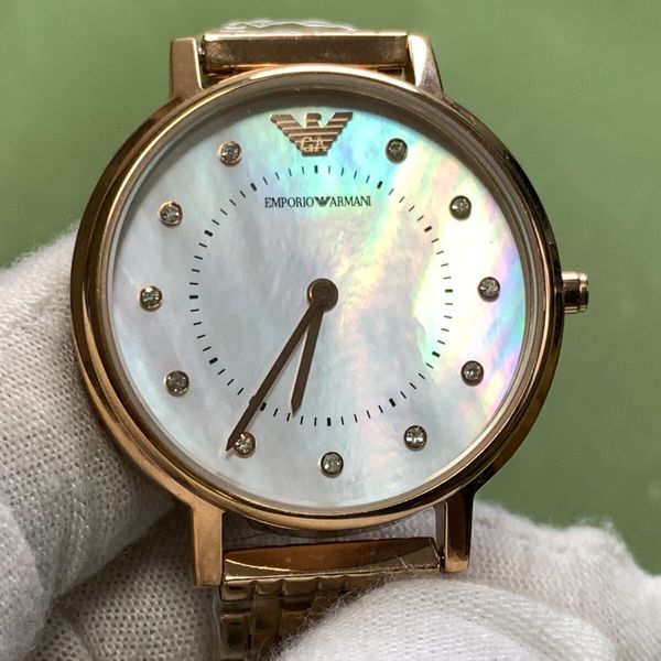 EMPORIO ARMANI AR11006 shell Dial MOTHER OF PEARL & ROSE GOLD Quartz ...