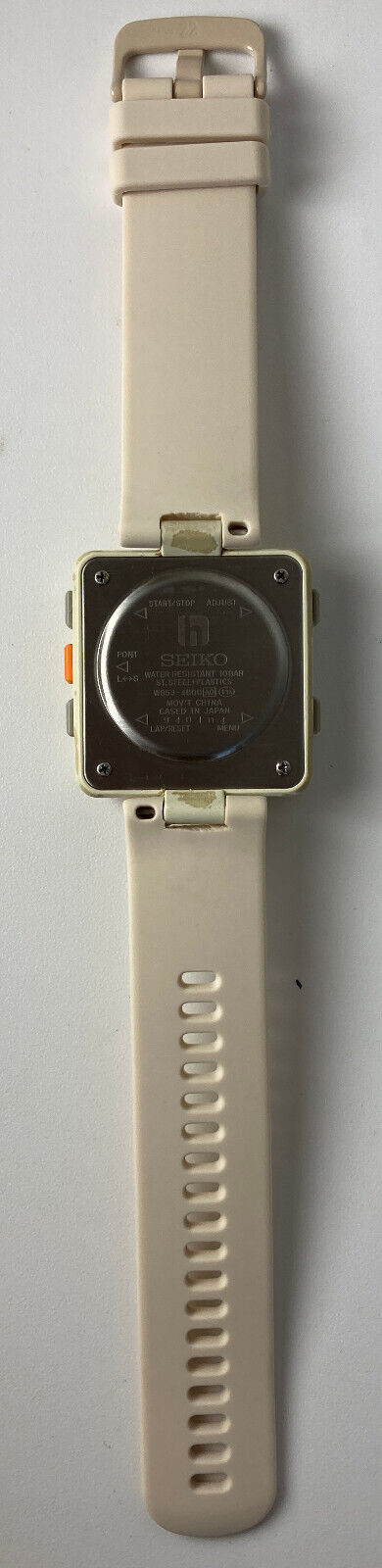 Vintage 1990's SEIKO TIMETRON Watch W853-4000 Beige square blue LED LCD  digital | WatchCharts Marketplace