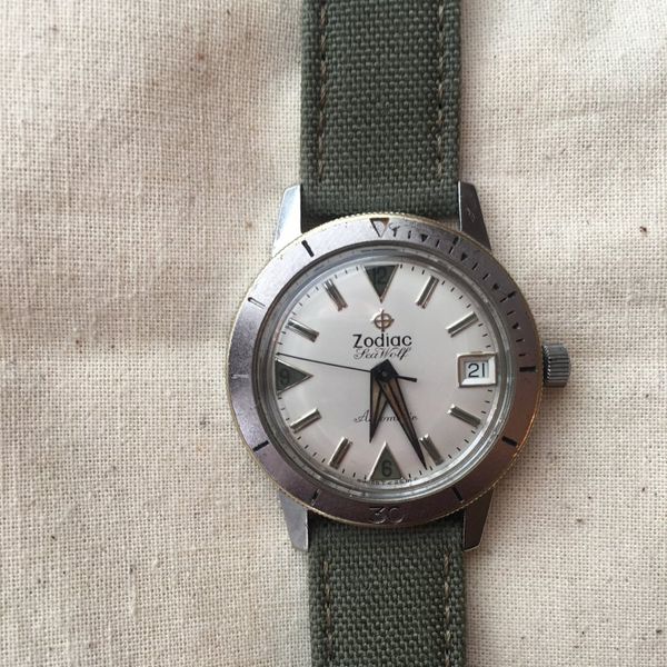 SOLD Vintage Zodiac Sea Wolf White Dial w/ Date 500 WatchCharts