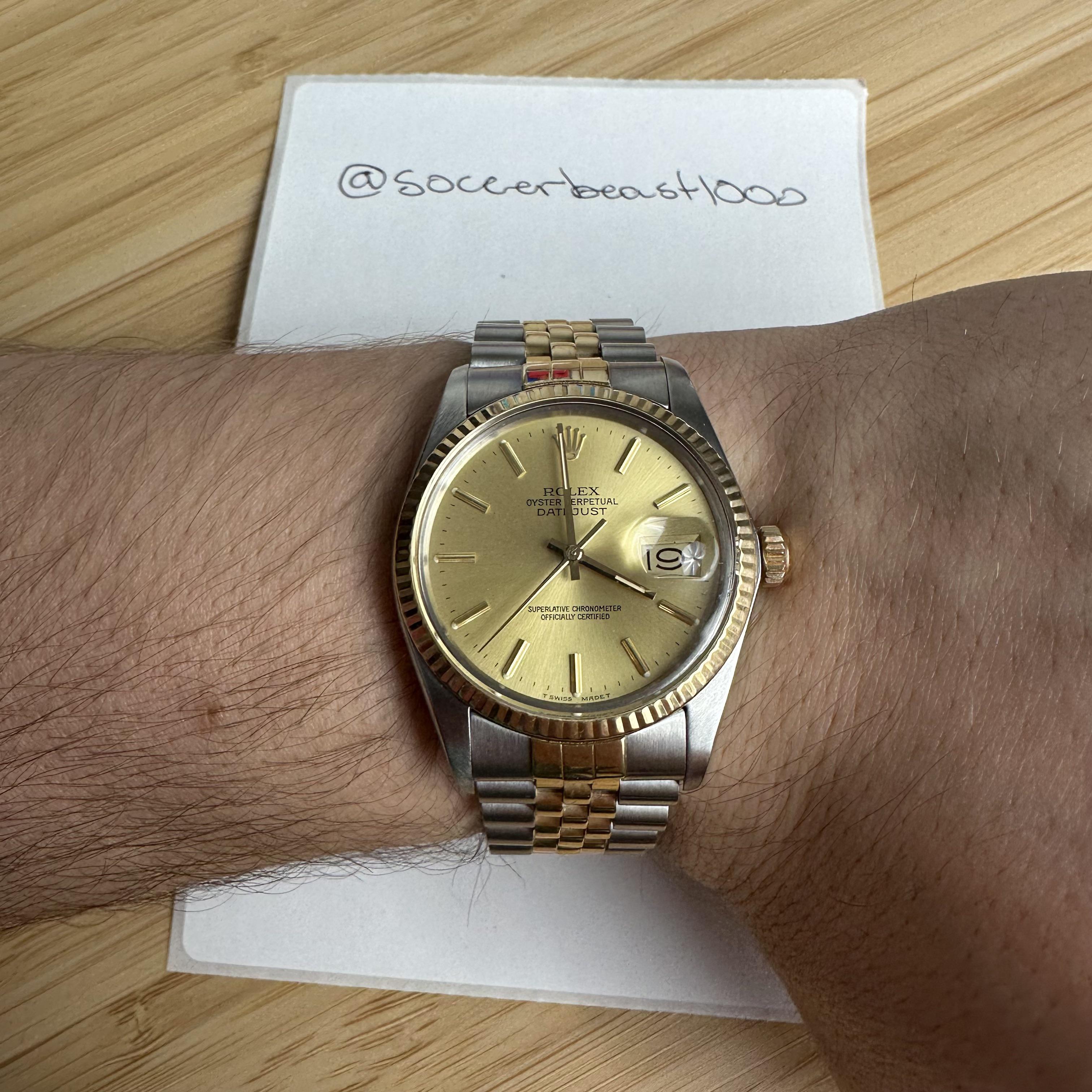 WTS Rolex 16013 Datejust Two Tone Champaign Sunburst Dial W