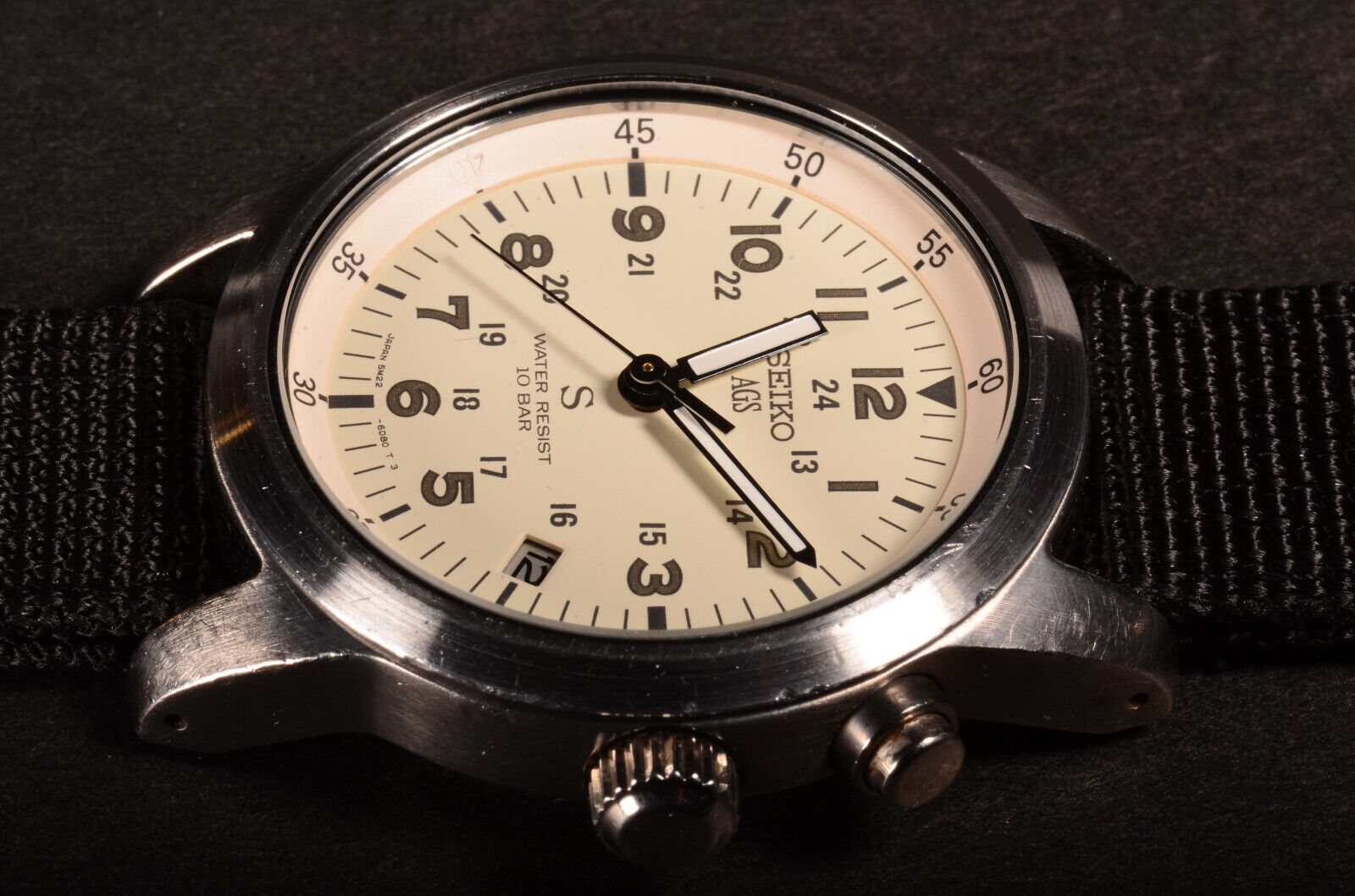 Seiko 5M22-6C20 SCFT003 SUS White/ivory Military dial AGS/Kinetic
