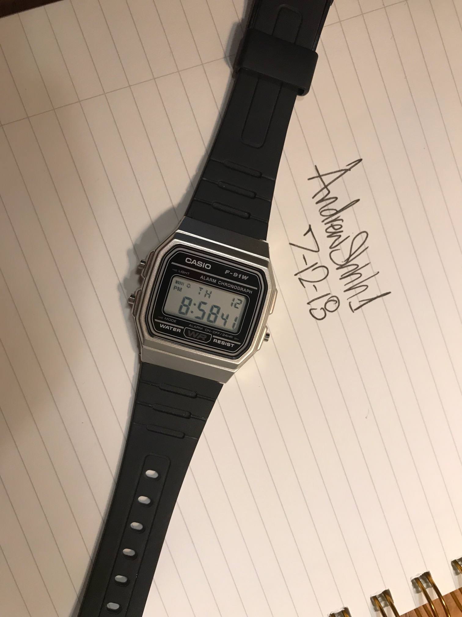 casio f91w silver