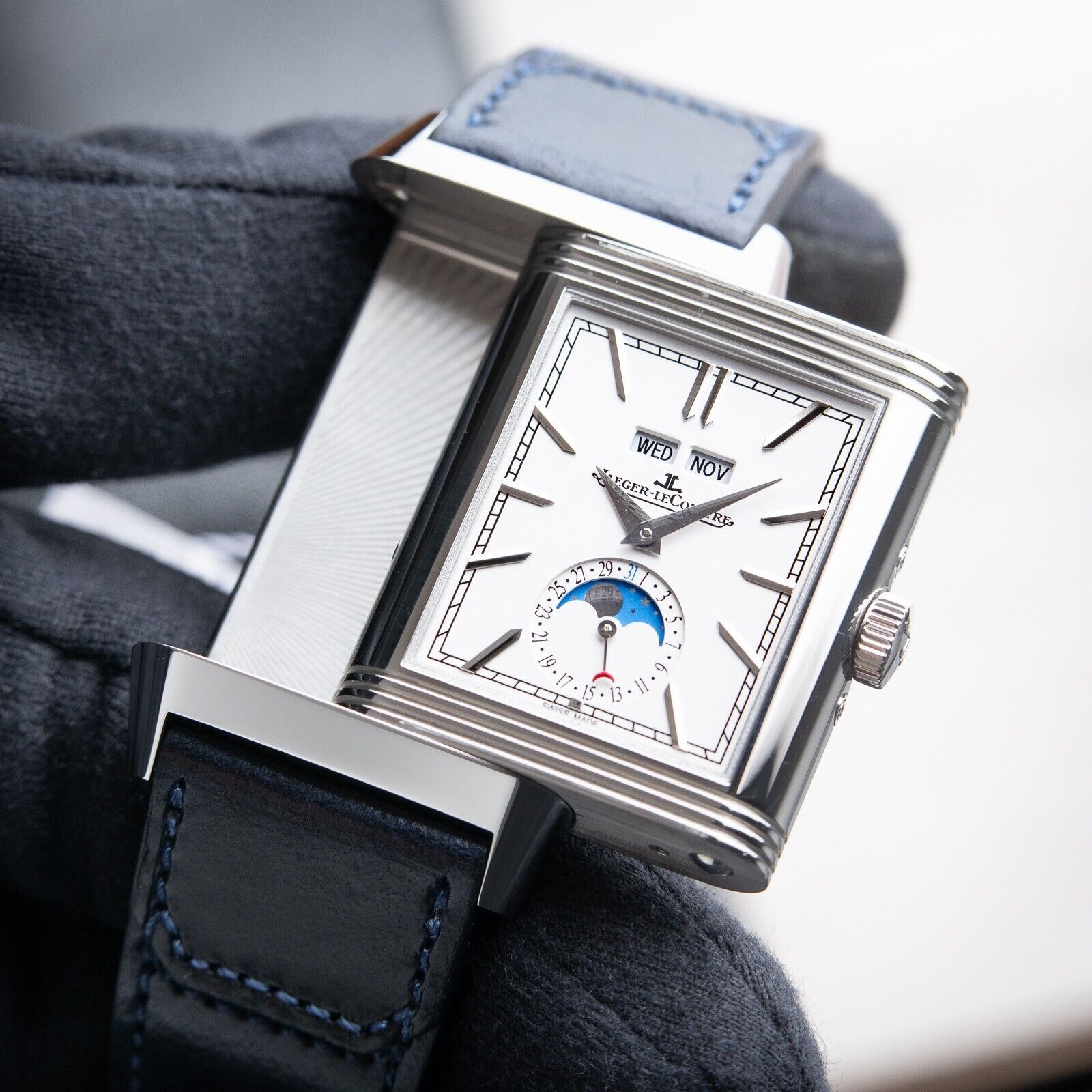 Jaeger LeCoultre Reverso Tribute Duoface Calendar Blue White