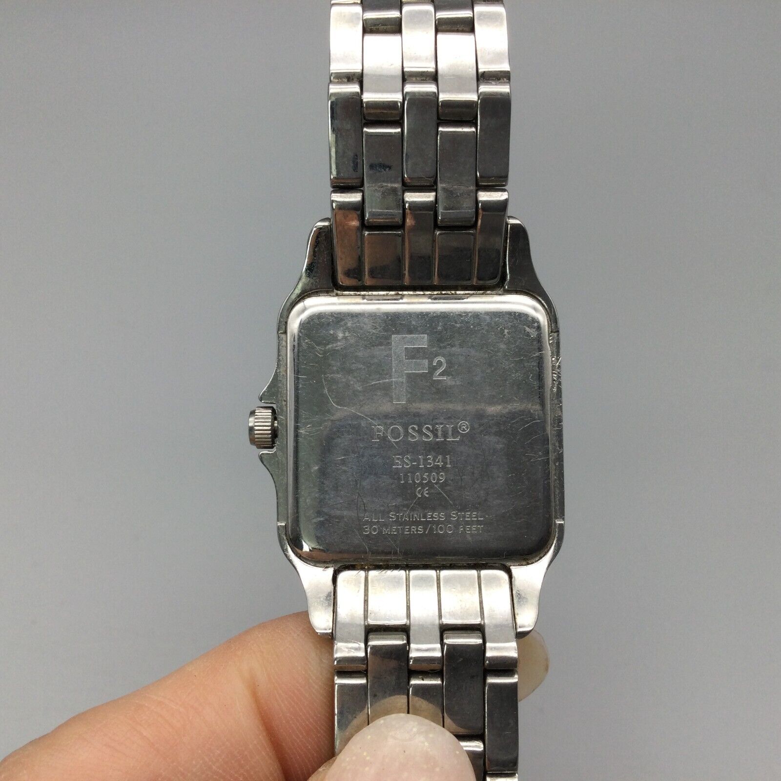 Fossil Watch Women Silver Tone Black Black Dial Date ES1341 
