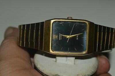 Vintage SEIKO SX Watch 5Y95-5000 Quartz Unisex Black Dial Gold