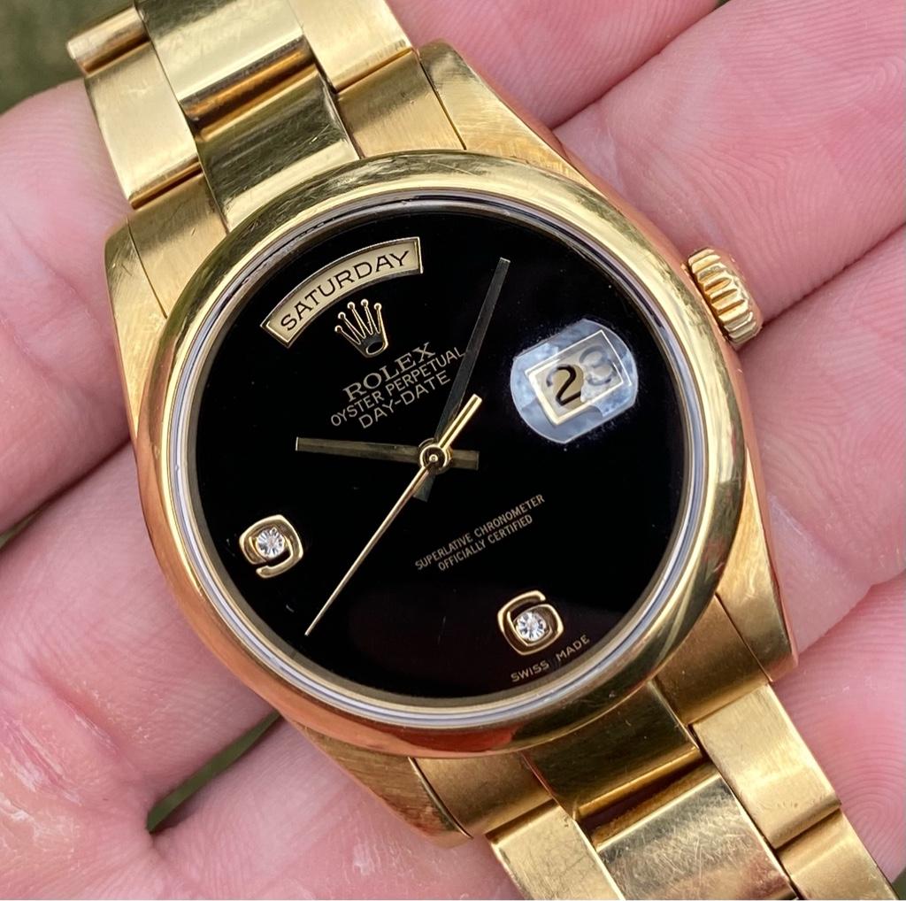 FS: Rolex 118208 Onyx Diamond Day-Date Complete Box & Papers