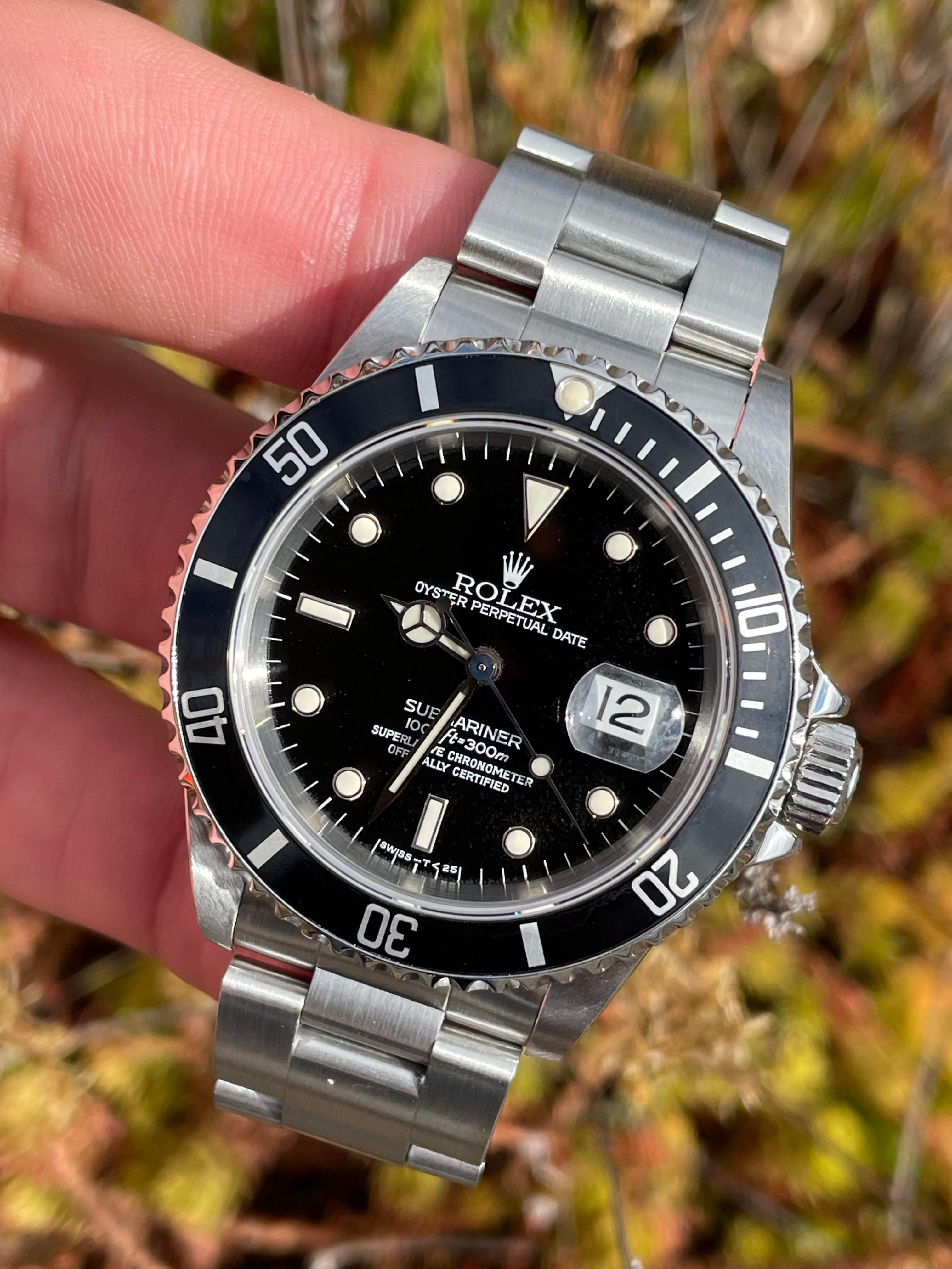 WTS 1995 Rolex Submariner Date Cream Tritium Patina Dial 16610