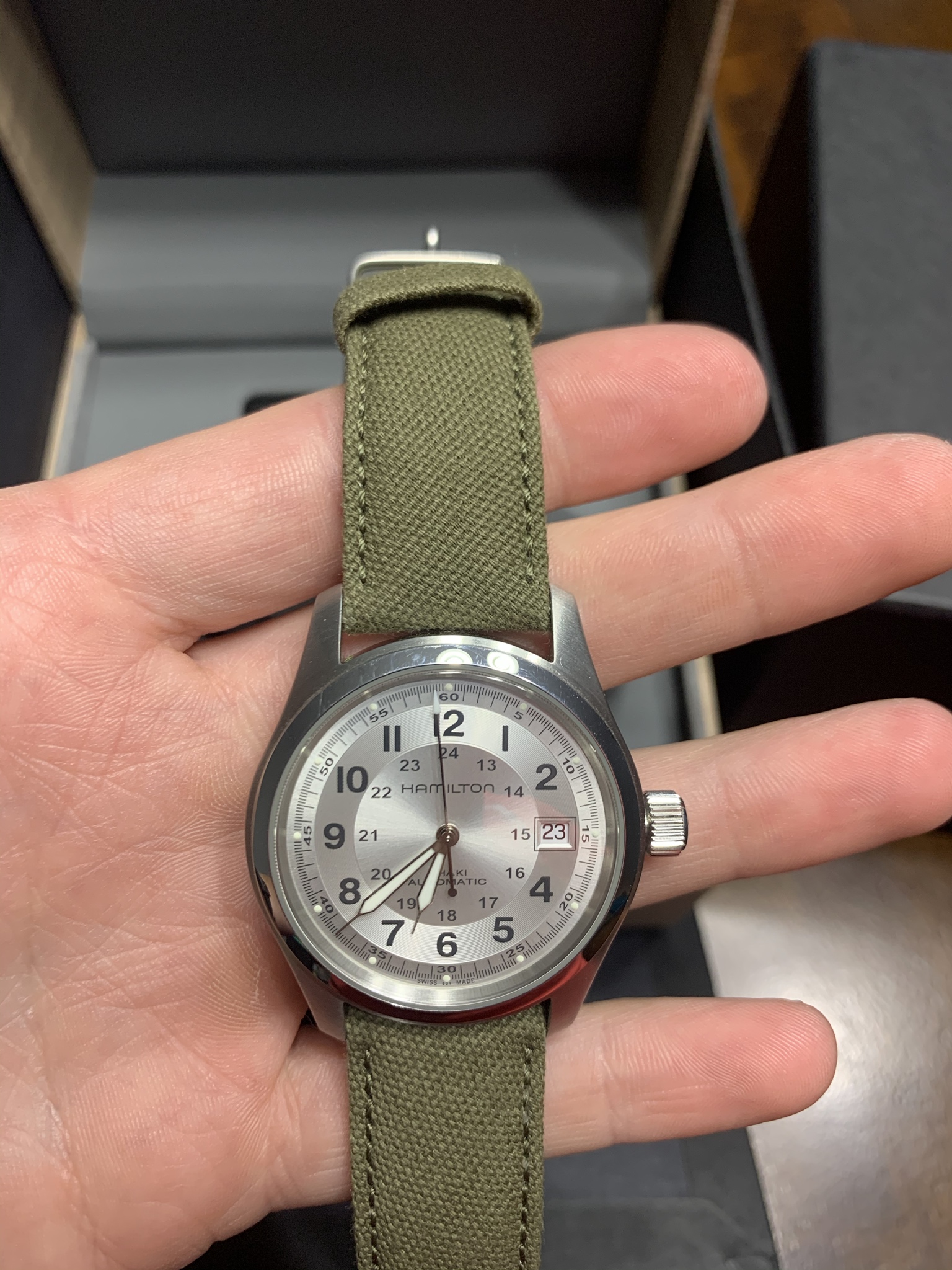 Hamilton khaki field top automatic silver