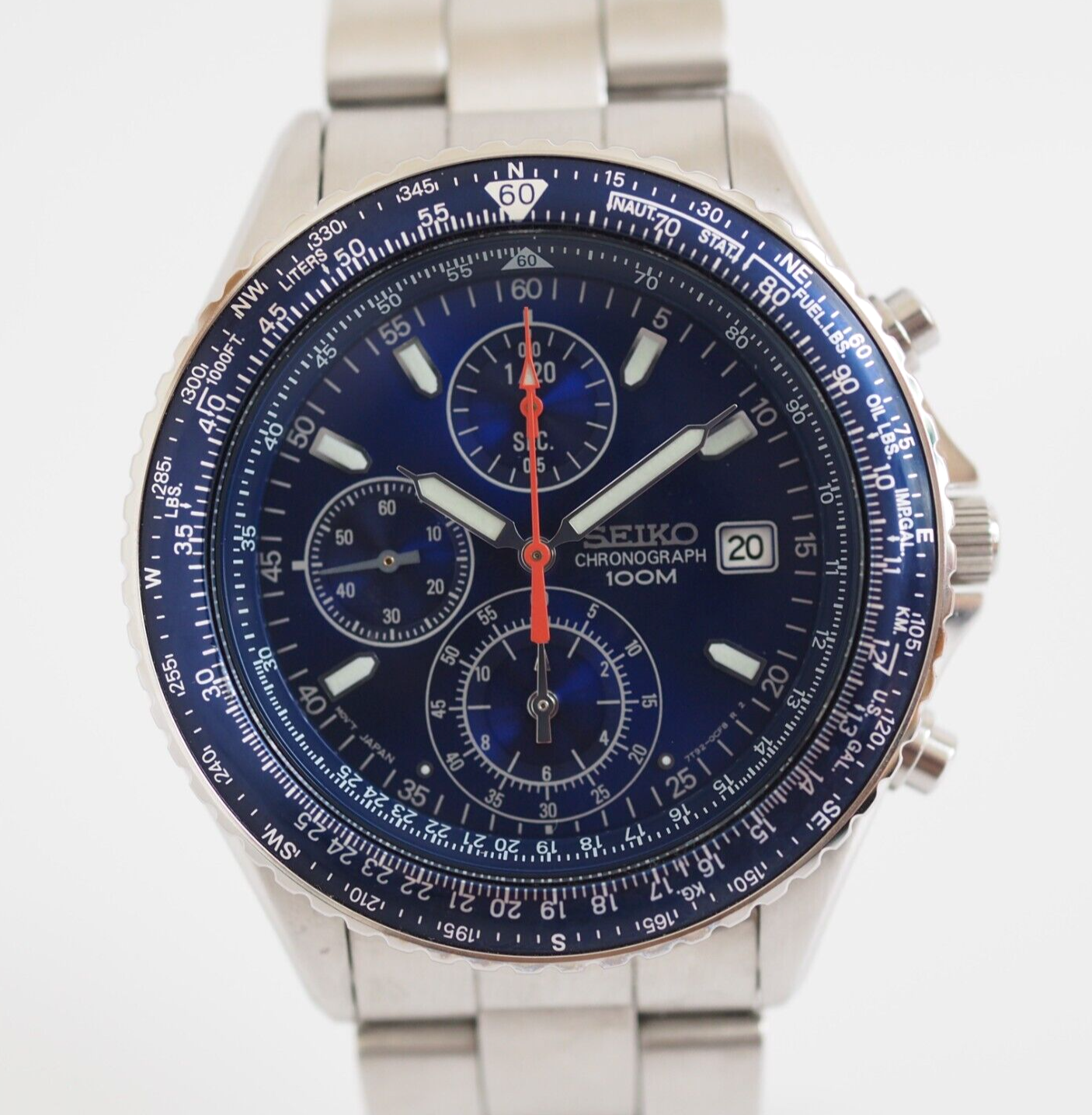 SEIKO FLIGHT MASTER SND255 7T92-0CF0 Blue CHRONOGRAPH QUARTZ PILOT MENS  Video | WatchCharts Marketplace