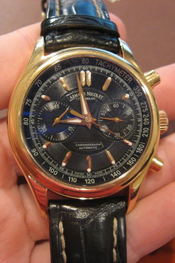 FS Armand Nicolet 18K Rose Gold Chronograph WatchCharts Marketplace