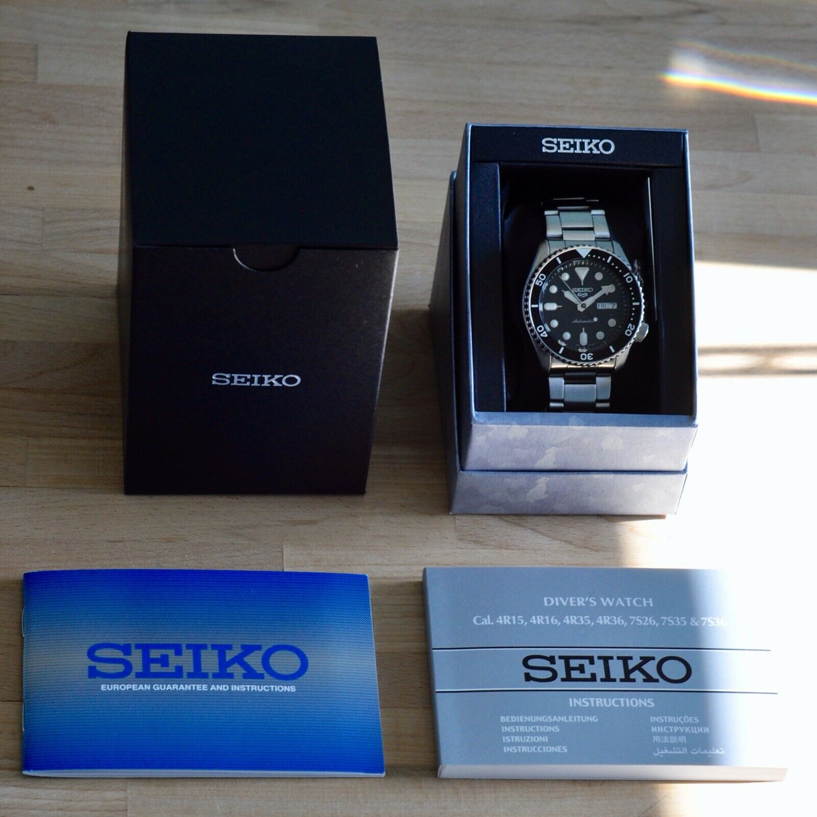 Seiko 5 Sports Srpd55k1 Automatic Diver Stainless Steel Mens Watch Black Dial Watchcharts