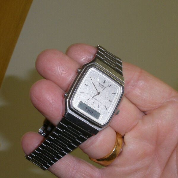 seiko H449-5000 mens lcd analog watch alarm chronograph light new