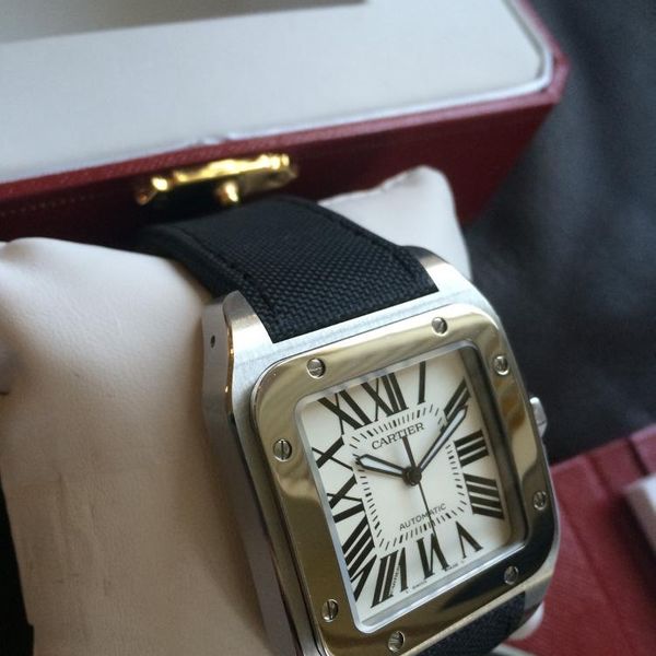 FS Cartier Santos XL 100 Brown Alligator & Black Nylon Bands WatchCharts