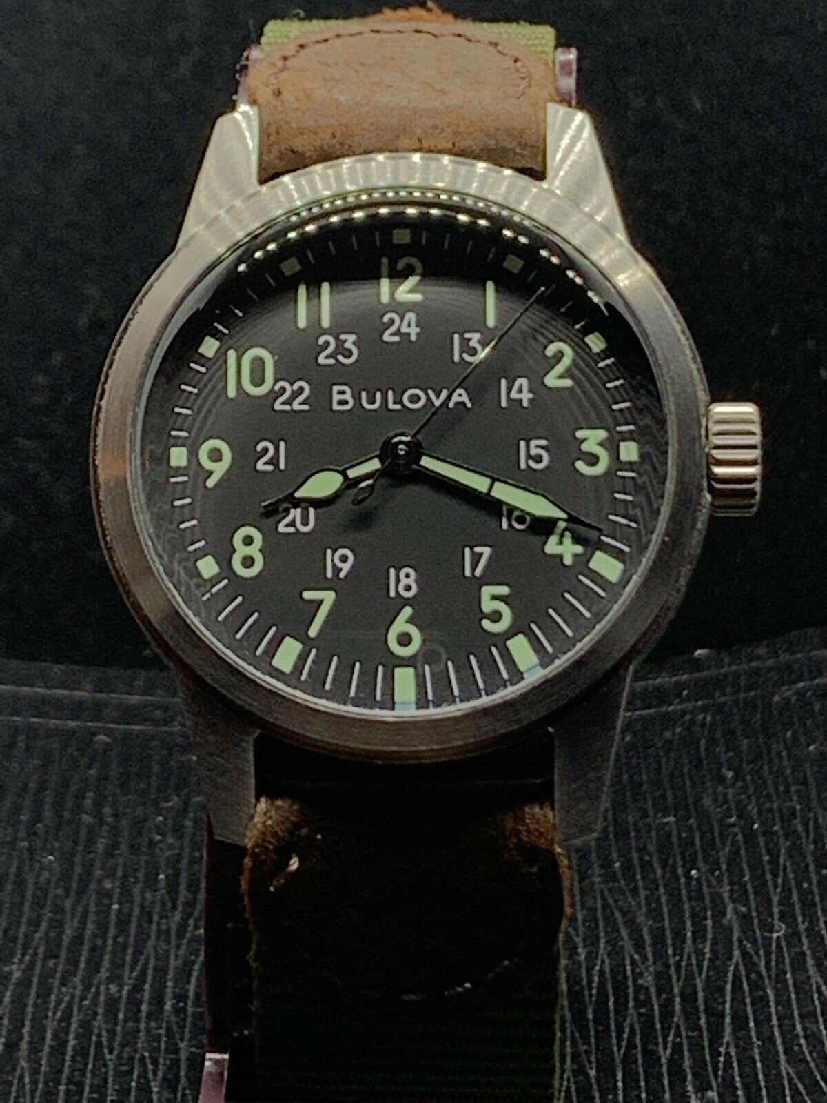 RARE Bulova 96A219 Hack Watch Vintage Military Style Quartz Field