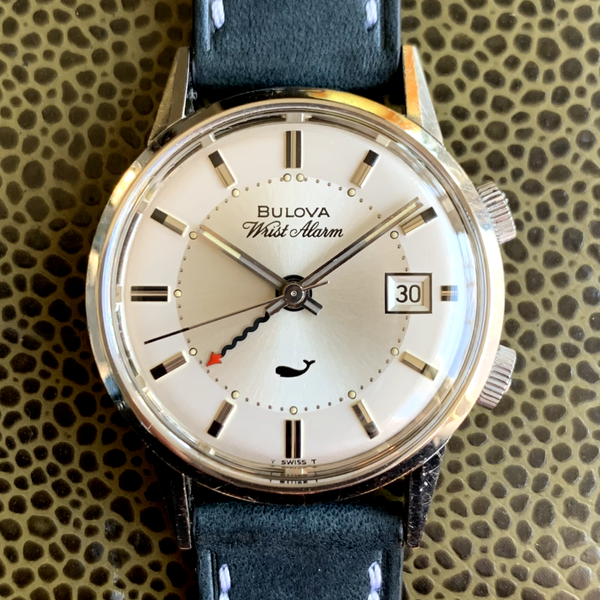 1972 Bulova Wrist Alarm Date Stainless Steel Manual Wind Wristwatch