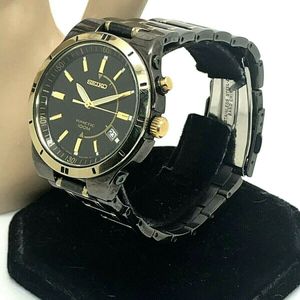 Seiko Kinetic Two Tone Black & Gold Stainless Steel 5M62-0BJ0 FOR REPAIR  PARTS | WatchCharts