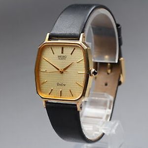 Vintage 1983 [Exc+5] Seiko Dolce 5931-5560 Gold Square Quartz Mens
