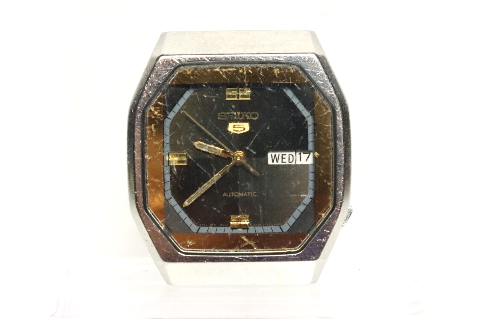 Vintage Seiko 6309-5590 Black & Grey Dial Day Date 17 Jwl