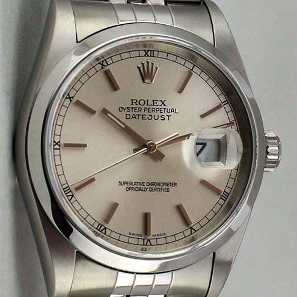 FS: ROLEX-16200-DateJust-SS-Jubilee-Silver Stick Dial - Box, Books ...