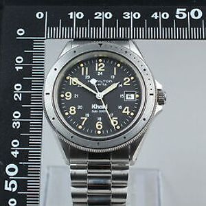 Exc+5] Hamilton 9859A VINTAGE KHAKI SUB 330FT QUARTZ MINIMALISTIC