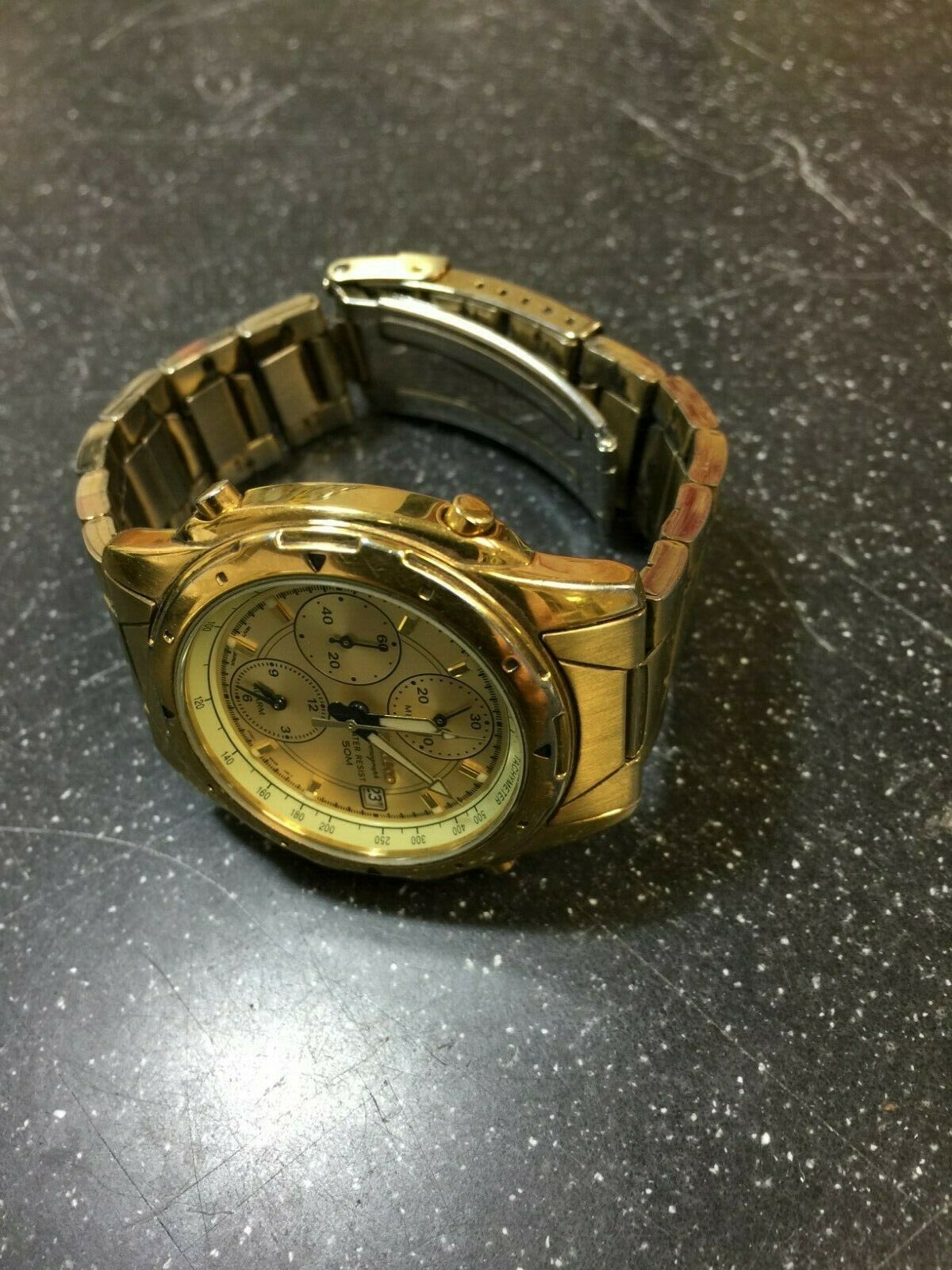 状態良好品 SEIKO 7T32-6K50 イエロー メンズ クォーツ 腕時計 状態良好品 SEIKO 7T32-6K50 イエロー メンズ クォーツ 腕時計 中古