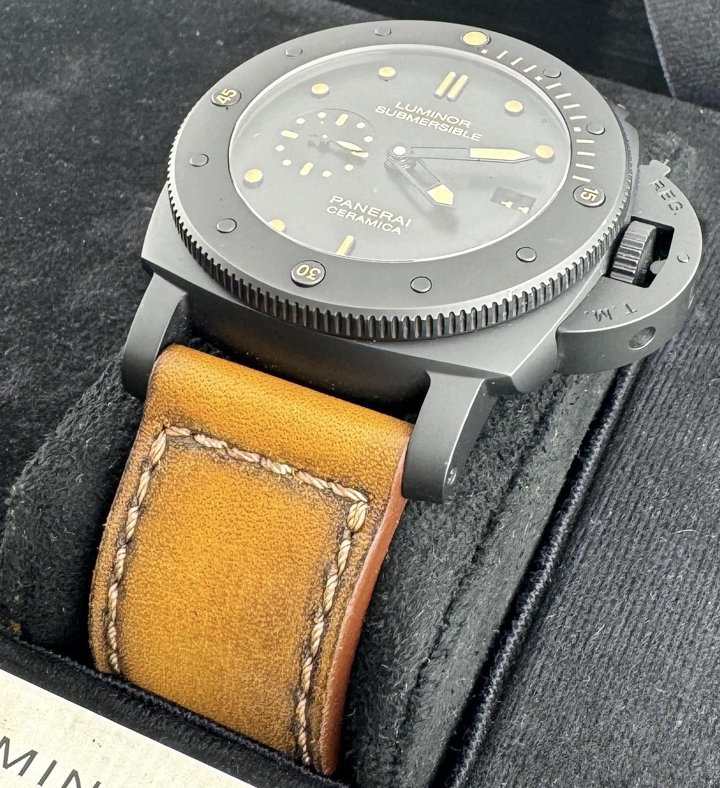 WTS Panerai Luminor Submersible Ceramica PAM00508 With 3 Straps