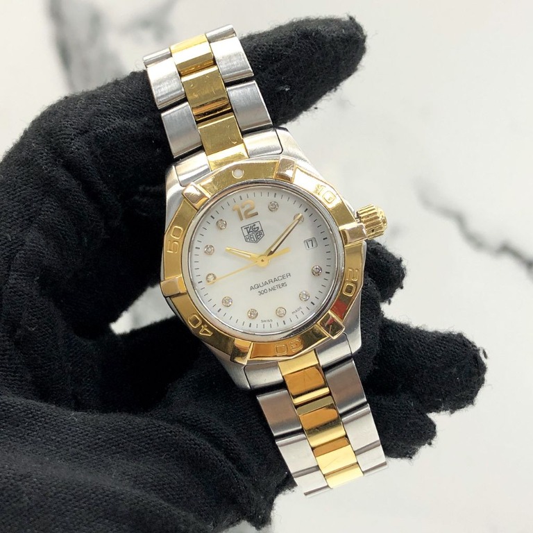 TAG HEUER WAF1425 AQUARACER TWO TONE DIAMOND 9P WHITE DIAL WOMEN