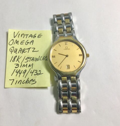 Vintage Omega 18k & Stainless Ref 1449/432 Quartz Wristwatch